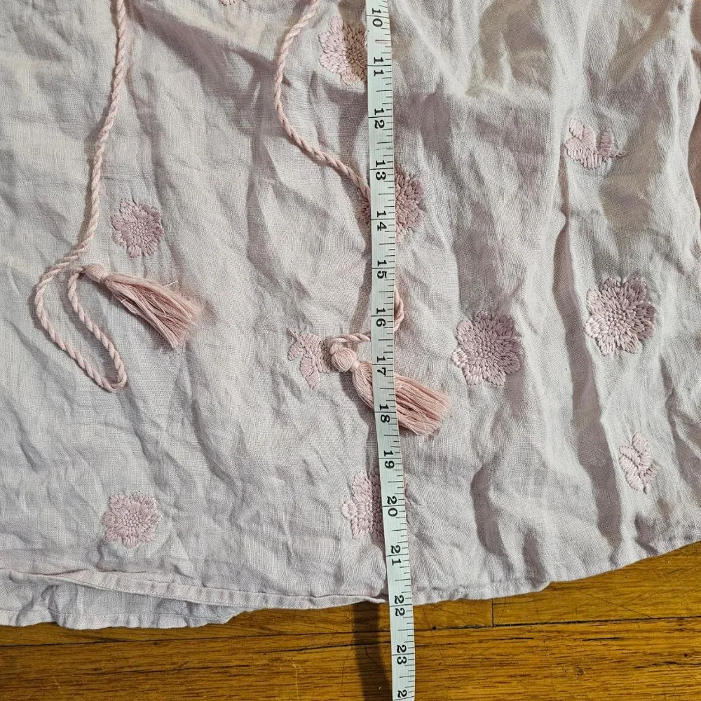 Magaschoni Pink Linen Embroidered Blouse Women's Size Large - Picture 5 of 8